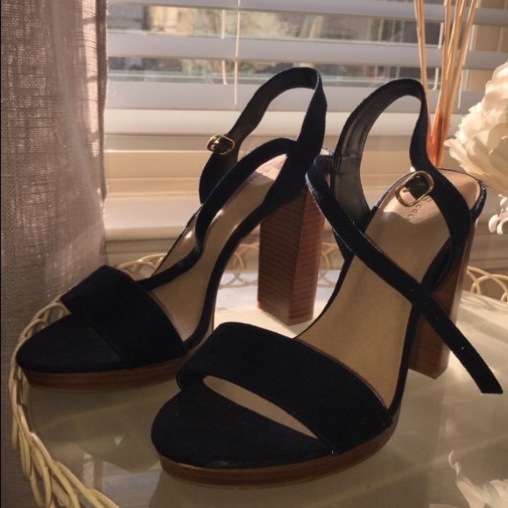 Navy block heels